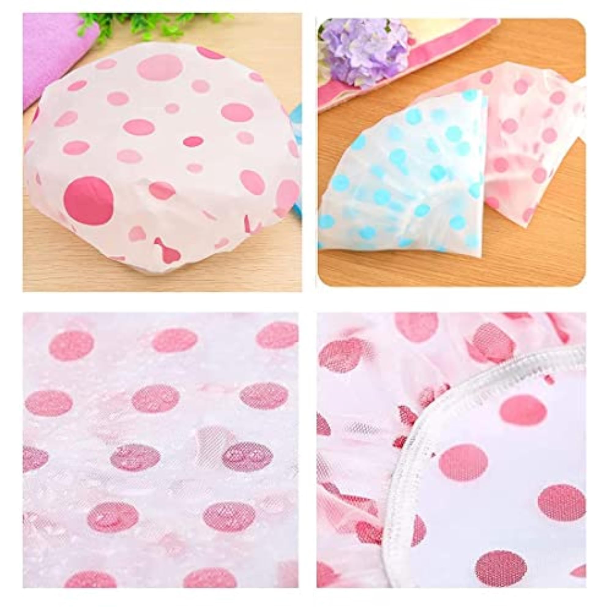 Shower Cap Set of 3, Reusable Waterproof